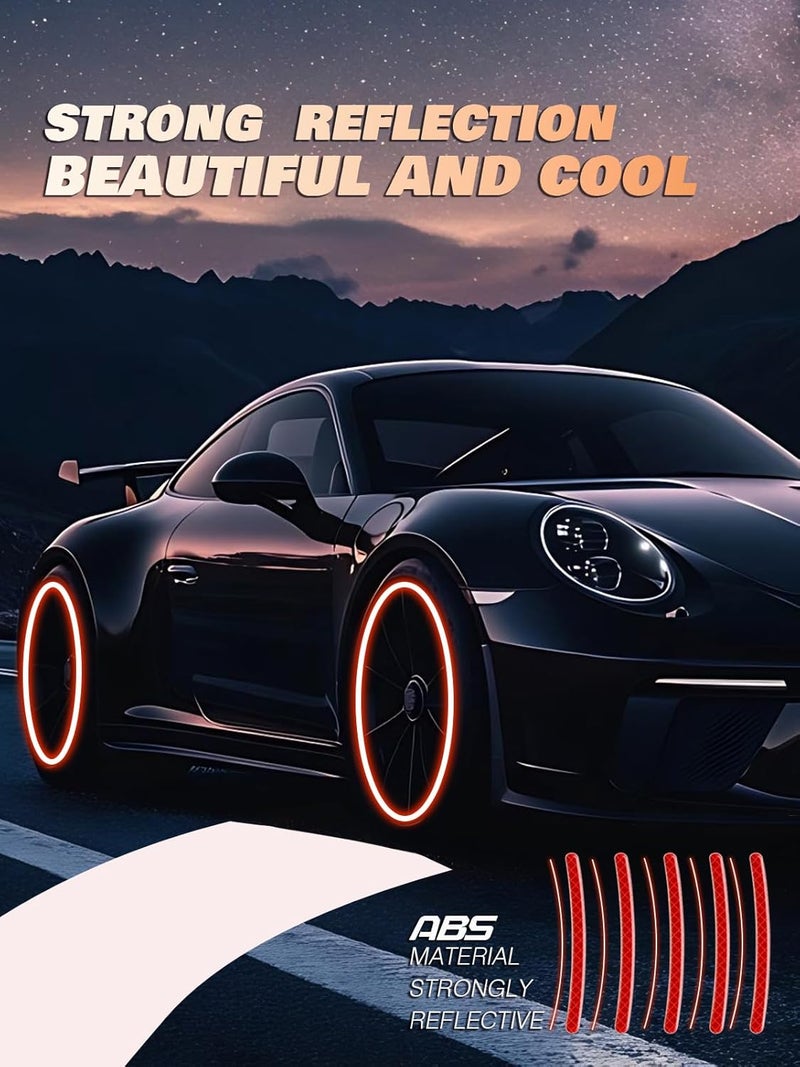 Maicican 20PCS Car Wheel Reflective Decorative Strip,Night Safety Warning Stickers,Cars,Motorcycles,Bicycles are Applicable, Colorful and Diverse, a Street The Most Beautiful Car (Red) - Image 4
